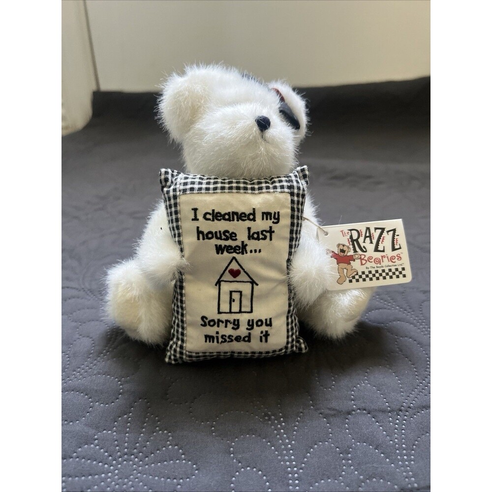 NWT VTG Boyds Bears Razz Bearies Dusty Room White Stuffed Animal Plush Toy Colle